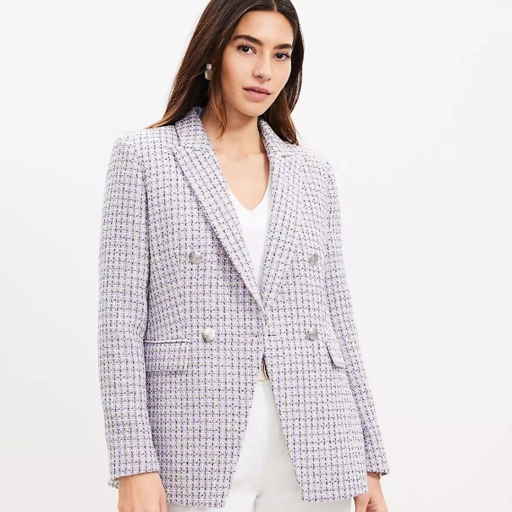 LOFT Tweed Double-Breasted Blazer - Size 10 - NWT